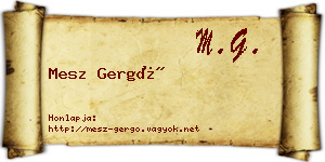 Mesz Gergő névjegykártya